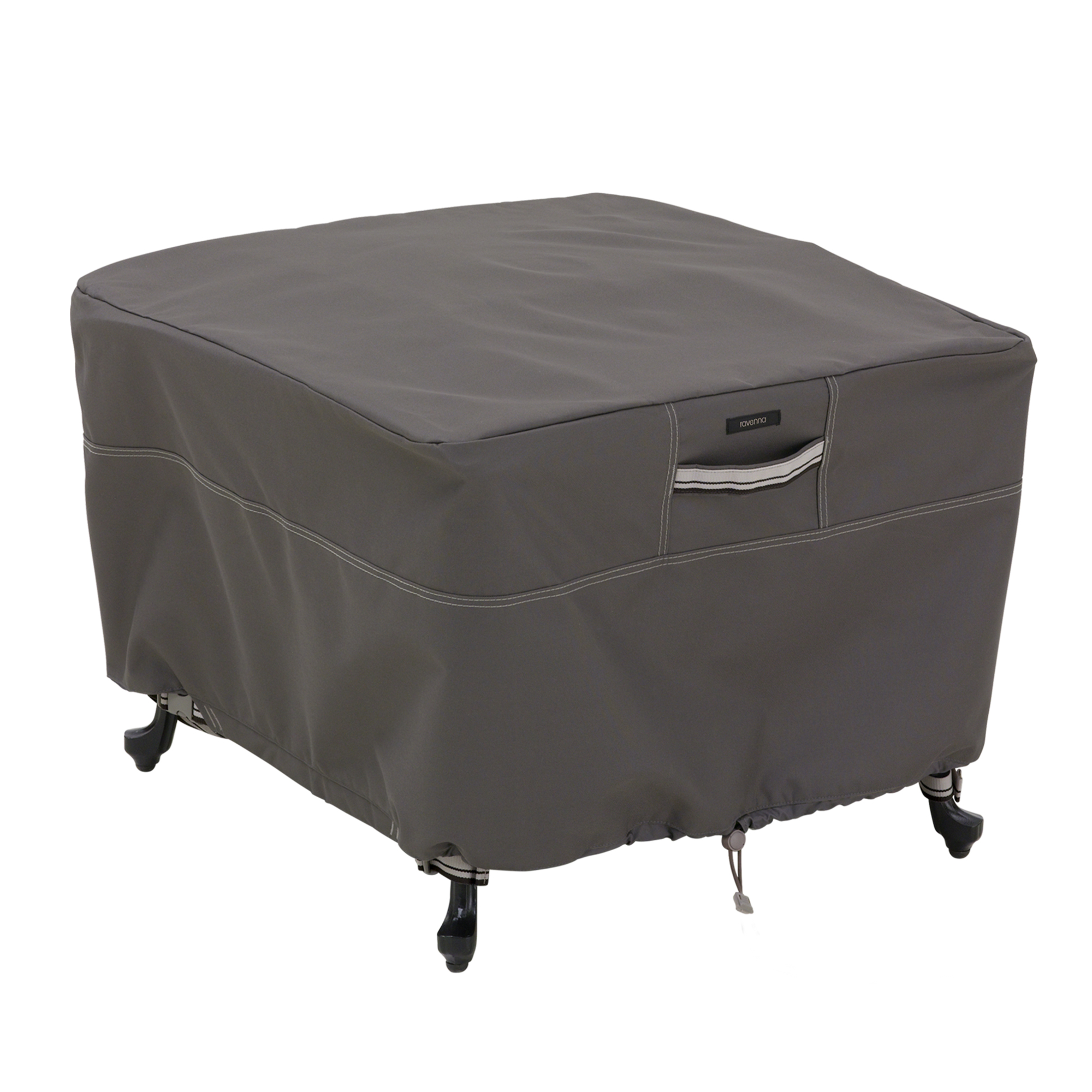 Classic Accessories Ravenna Water-Resistant Patio Ottoman/Table Cover — 26in. Square, Dark Taupe, Model# 55-169-045101-EC